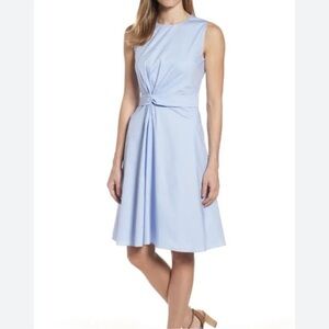 EUC - Hugo Boss Digiana Front Twist Poplin Dress In Blue - size 2